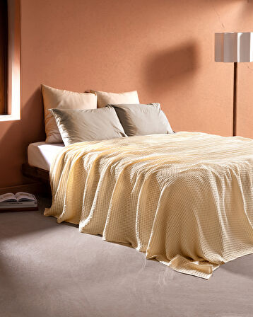 Avril Tek Kişilik Pamuklu Ecocell Lüks Pike - Gold