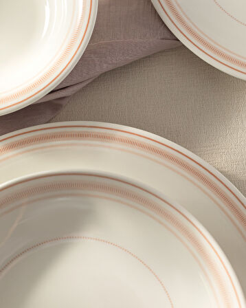 Moulin 6 Kişilik 24 Parça Yemek Takımı - Beyaz/Turuncu