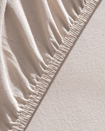 Valeria King Size %100 Pamuk Lastikli Penye Çarşaf - Koyu Bej