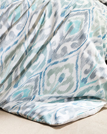 Norris Tek Kişilik %100 Pamuk Ranforce Lastikli Baskılı Nevresim Takımı - Gri/Mint