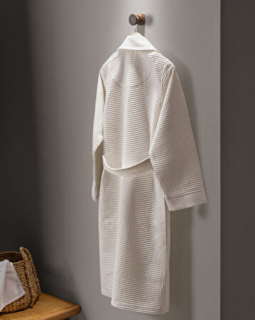 Blois %100 Pamuk Unisex Bornoz - Bej - Lüks Koleksiyon