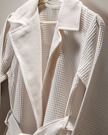 Blois %100 Pamuk Unisex Bornoz - Bej - Lüks Koleksiyon