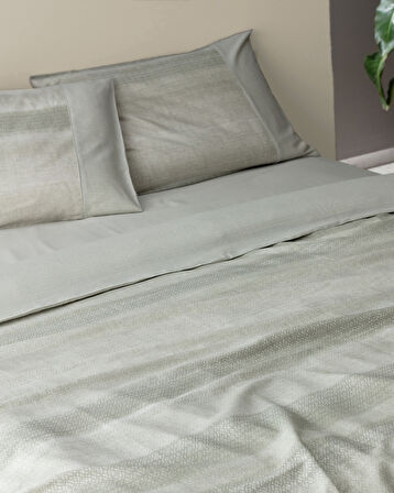 Candide King Size %100 Pamuk Madame Coco Crep Baskılı Nevresim Takımı - Haki
