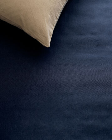 Manon King Size %100 Pamuk Ranforce Lastiksiz Çarşaf - Lacivert