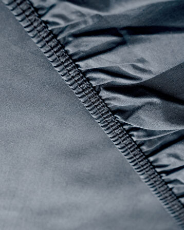 Manon Tek Kişilik %100 Pamuk Ranforce Lastikli Çarşaf - Koyu Mavi