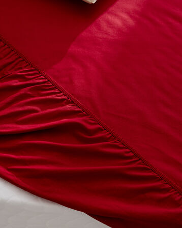 Manon King Size %100 Pamuk Ranforce Lastikli Çarşaf - Kırmızı