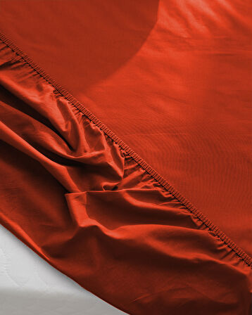 Manon King Size Plus %100 Pamuk Ranforce Lastikli Çarşaf - Turuncu