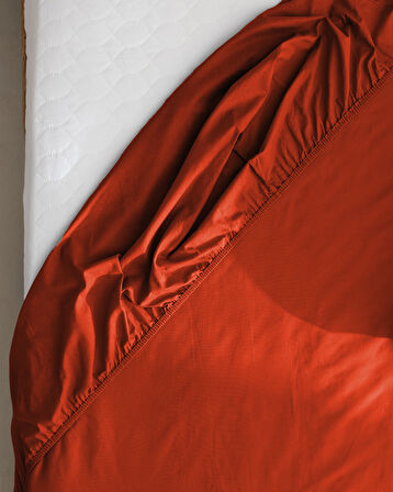 Manon King Size Plus %100 Pamuk Ranforce Lastikli Çarşaf - Turuncu