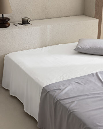 Manon King Size %100 Pamuk Ranforce Lastiksiz Çarşaf - Beyaz