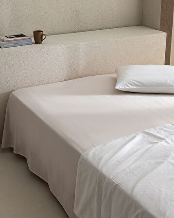 Manon King Size %100 Pamuk Ranforce Lastiksiz Çarşaf - Taş