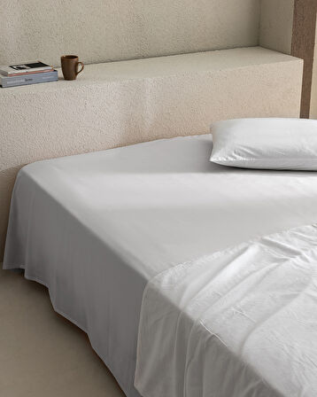 Manon King Size %100 Pamuk Ranforce Lastiksiz Çarşaf - Gri