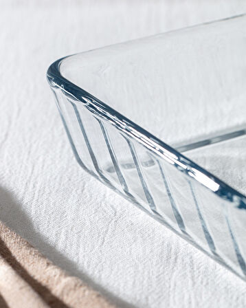 Chérie Dikdörtgen Borosilikat Cam Fırın Tepsisi - Şeffaf