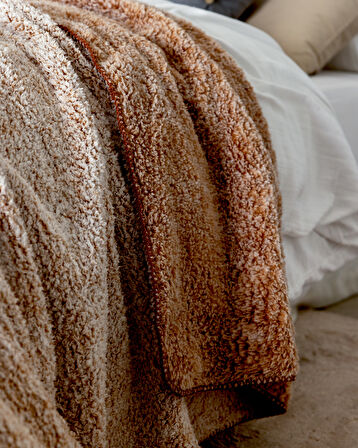 Nord Çift Kişilik Pamuklu Jakar Battaniye - Kiremit