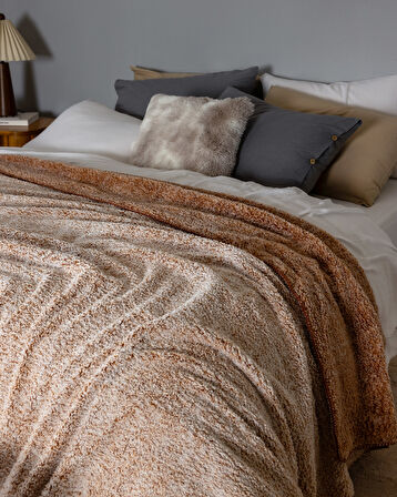 Nord Çift Kişilik Pamuklu Jakar Battaniye - Kiremit