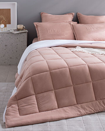 Bobigny Çift Kişilik Pamuklu Supersoft Comforter Set - Pudra