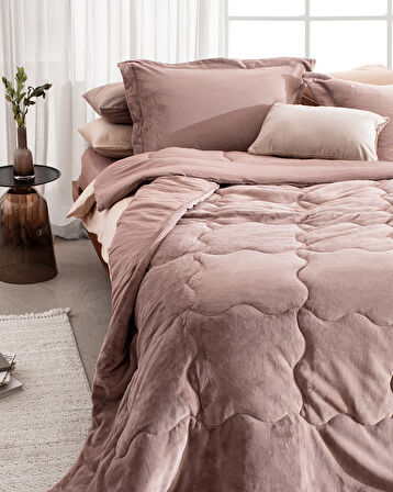 Kaira Çift Kişilik Comforter Set - Pudra
