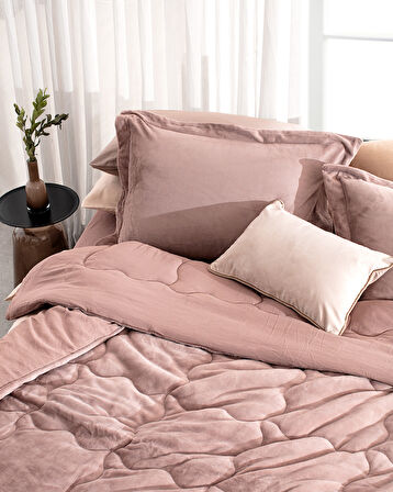 Kaira Çift Kişilik Comforter Set - Pudra