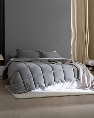 Meleni Çift Kişilik Comforter Set - Gri