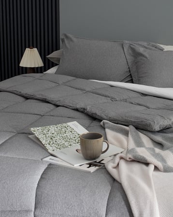 Meleni Çift Kişilik Comforter Set - Gri