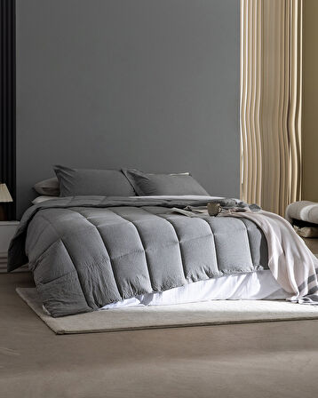 Meleni Tek Kişilik Comforter Set - Gri