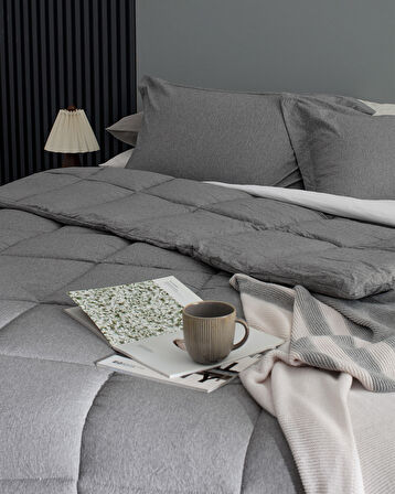Meleni Tek Kişilik Comforter Set - Gri