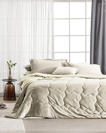 Kaira Çift Kişilik Comforter Set - Bej