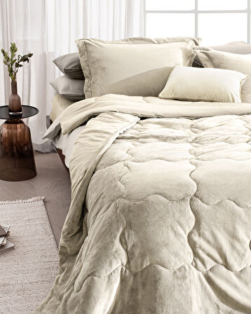 Kaira Çift Kişilik Comforter Set - Bej