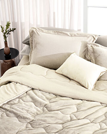 Kaira Çift Kişilik Comforter Set - Bej