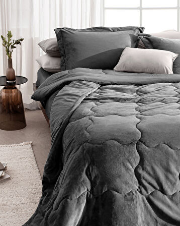 Kaira King Size Comforter Set - Antrasit