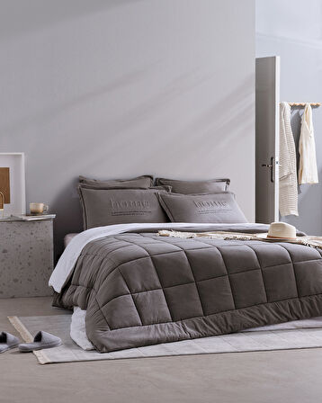 Bobigny Tek Kişilik SuperSoft Comforter Set - Antrasit