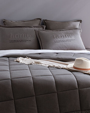 Bobigny Tek Kişilik SuperSoft Comforter Set - Antrasit