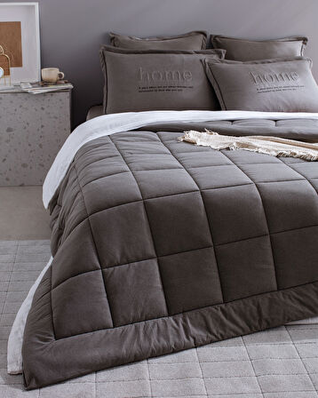 Bobigny Tek Kişilik SuperSoft Comforter Set - Antrasit