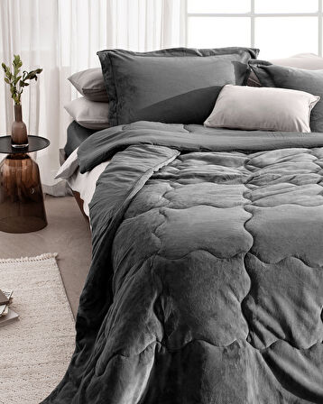 Kaira Tek Kişilik Comforter Set - Antrasit