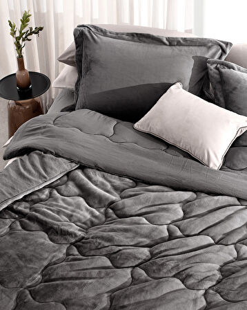 Kaira Tek Kişilik Comforter Set - Antrasit