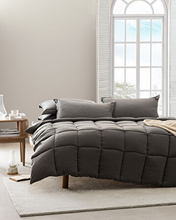 Mona Tek Kişilik Comforter Set - Antrasit