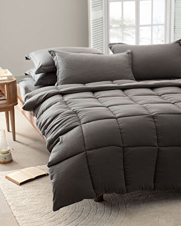 Mona Tek Kişilik Comforter Set - Antrasit