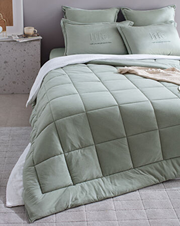 Bobigny Çift Kişilik Pamuklu SuperSoft Comforter Set - Mint Yeşili