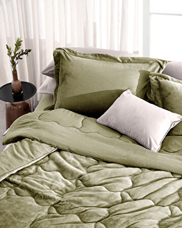 Kaira Çift Kişilik Comforter Set - Haki