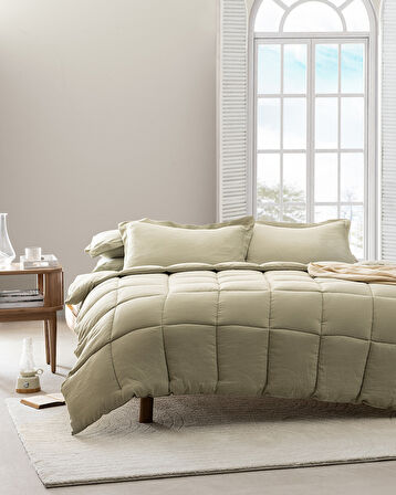 Mona Tek Kişilik Comforter Set - Haki