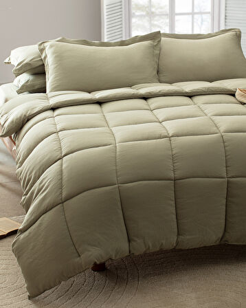 Mona Tek Kişilik Comforter Set - Haki