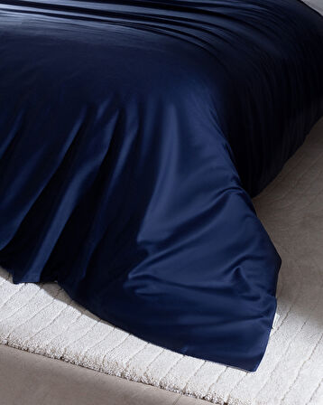 Coyne King Size %100 Pamuk Baskılı Saten Nevresim Takımı - Lacivert