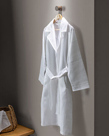 Blois %100 Pamuk Unisex Bornoz - Beyaz