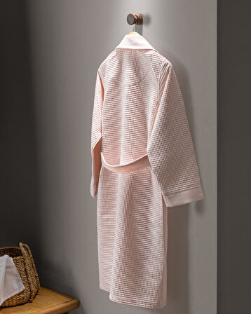 Blois %100 Pamuk Unisex Bornoz - Pudra