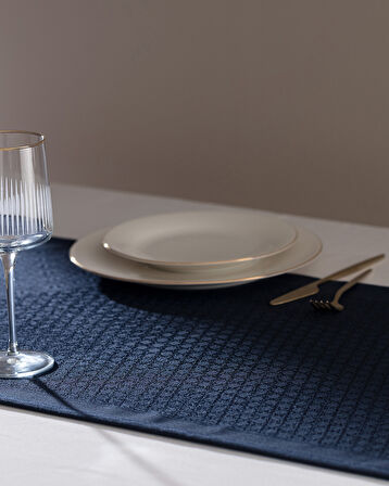 Bourdon Runner - Lacivert - 45x160 cm