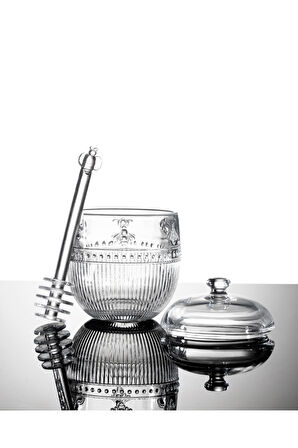 Madame Coco Abeille Kaşıklı Cam Bal Kavanozu - Şeffaf - 240 ml