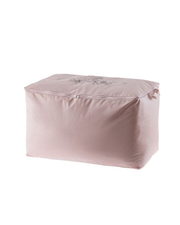 Çiçek Desen Baskılı Hurç - Pudra - 64x41x35 cm