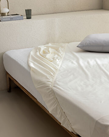 Manon King Size Plus %100 Pamuk Ranforce Lastikli Çarşaf - Ekru