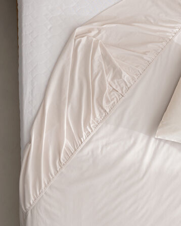 Manon King Size Plus %100 Pamuk Ranforce Lastikli Çarşaf - Taş