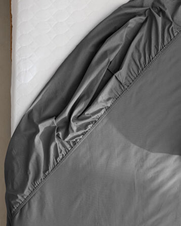 Manon King Size Plus %100 Pamuk Ranforce Lastikli Çarşaf - Antrasit