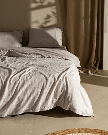 Lumiere Family Size %100 Pamuk Armürlü Nevresim Takımı - Bej